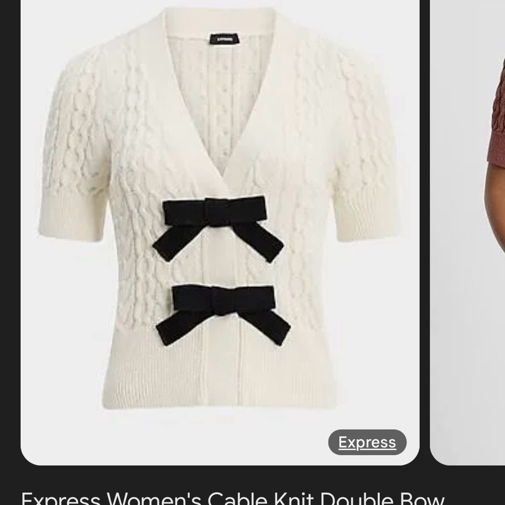 Express White Cardigan with Textured Knit and V-Neck